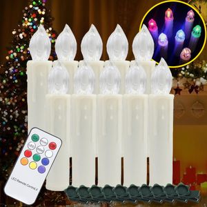 EINFEBEN 30x LED Weihnachtskerzen LED-Kerzen kabellose Weihnachtsbeleuchtung Kerzen Party Warmweiss+RGB Mit Batterie