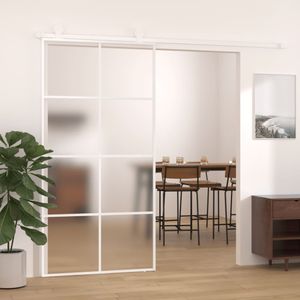 Ankonbej Schiebetür ESG Glas und Aluminium mattiert 102,5x205 cm Weiß