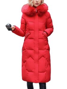 Damen Steppmäntel Kapuzen Verdickte Jacke Casual Outwear Tasche Winter Warm Trenchcoats Rot,Größe XL