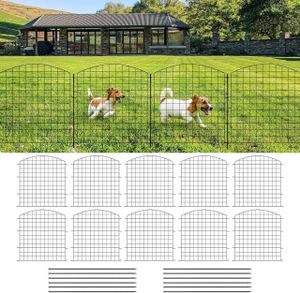 WOLTU 10 x záhradný plot, horný oblúk plota, plot pre psov, čierny, 70 × 78 cm