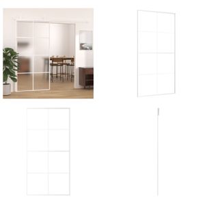 vidaXL Drzwi przesuwne ESG szklane i aluminiowe matowe 102,5x205 cm białe - Drzwi przesuwne - Drzwi przesuwne - Drzwi szklane - Drzwi do stodoły