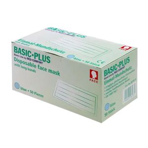 BASIC PLUS Mundschutz 3-lg. TYP II - blau, zum Binden | Box (50 Stück)