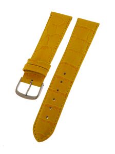 Uhrenarmband Kalbleder LEDER gelb 20mm Alligator-Struktur