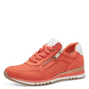 MARCO TOZZI Damen Schnürschuh Korkoptik Sneaker Reißverschluss 2-23781-41, Größe:39 EU, Farbe:Orange