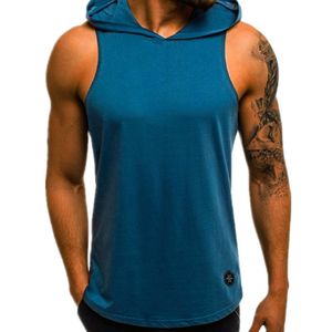 Herren Tank Tops Ärmelloser Hoodie Muskelshirt Workout Kapuzenpullover Sportshirt T-Shirt Blau,Größe 3XL