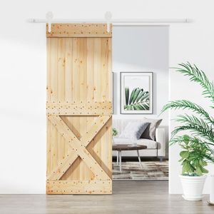 vidaXL Drzwi przesuwne z okuciem 90x210 cm lite drewno sosnowe