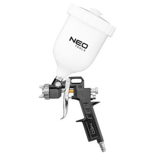 NEO TOOLS Spritzpistole mit Oberbecher 0,5l, 1,4 mm, Luftverbrauch 250–350 l/min, max. Arbeitsdruck 4 bar, 2 Einstellungen, Zertifikat CEFarbsprühsystem, für Anstrich und Grundierung