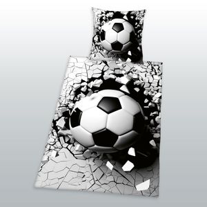 3D Fussball Bettwäsche Renforcé - 135x200 80x80 cm Baumwolle