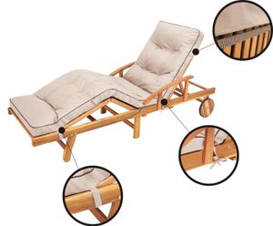 Polster Auflage Kissen für Liegestuhl Gartenliege Deckchair Sonnenliege 201x55 Liegenauflage beige