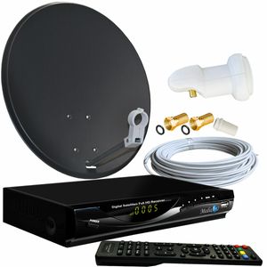 Digitale Satanlage Komplettset 60cm HDTV Sat-Receiver USB LNB Kabel Sat Anlage