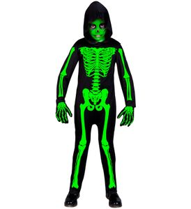 Overall Skelett schwarz grün Halloween Kinder, Groesse:128