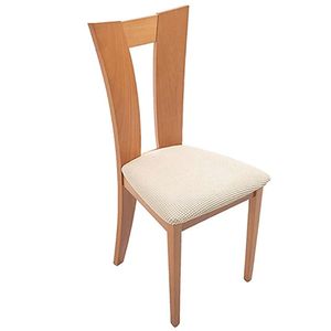 Sitzbezüge für Esszimmerstühle, Sitzbezüge für Esszimmerstühle mit Bändern, Stretch-Jacquard-Stuhlbezüge, 6er-Set,beige