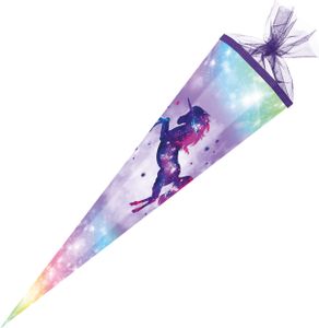 Nestler Schultüte Galaxy Unicorn 85 cm 6-eckig mit Tüll, inkl. Schleife und Spitzenschutz