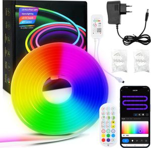 Jopassy NEON LED Streifen Dimmbar 3M, RGBIC Neon LED Strip, App Steuerung und Fernbedienung Timer Musik Sync, mit Alexa und Google Assistant Innen Außen Deko Jopassy NEON LED Streifen Dimmbar 3M, RGBIC Neon LED Strip, App Steuerung und Fernbedienung Timer Musik Sync, mit Alexa und Google Assistant Innen Außen Deko