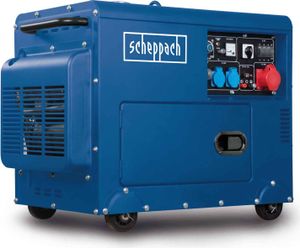 Scheppach Diesel Stromerzeuger SG5200D | Elektrostart | 7,7PS | 5000W | 2x 230V 1x 400V | 16L Tank | AVR System | Stromgenerator inkl. Fahrvorrichtung