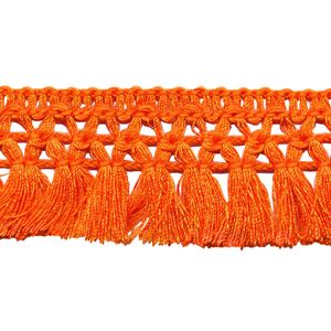 1m Fransenborte 32mm Meterware 26 Farben Quastenborte Zierborte Farbwahl, Farbe:orange