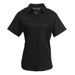 Dámská oxfordská halenka / blůza / pracovní košile Premier s krátkým rukávem RW2821 (44) (Černá)