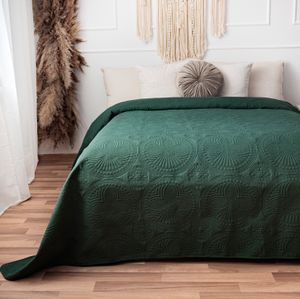 Tagesdecke Bettüberwurf Überwurf Ornamente Bett Überwurf gesteppt Dunkelgrün 240cm x 260cm