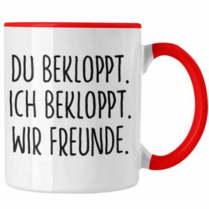Trendation - Beste Freunde Tasse Geschenk Beste Freundin Freund Kaffeetasse Geschenkidee BFF Allerbeste Freundin Spruch Geburtstag Freundinnen (Rot)