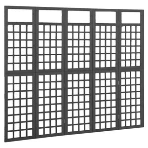 vidaXL Spalier/Paravent 5-teilig Massivholz Tanne Schwarz 201,5x180 cm