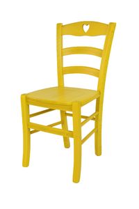 t m c s Tommychairs - Stuhl CUORE für Küche und Esszimmer, robuste Struktur aus Buchenholz, in Anilinfarbe Gelb lackiert und Sitzfläche aus Holz