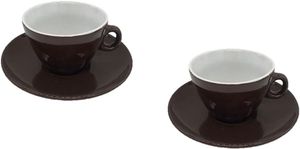 Große Cappuccino Tasse im neuen Design 400 ml mit Unterteller Farbe hellbraun 2er Set 2te WAHL