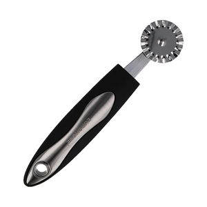 Teigrädchen EUROHOME Teigausstecher aus rostfreiem Edelstahl für selbstgemachte Teigtaschen, gewelltes Rad mit schwarzem Kunststoffgriff - 18 cm