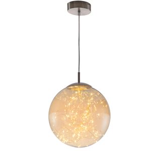 LED Hängeleuchte, Glas Kugel, amber, D 30 cm