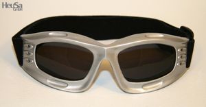 Motorradbrille Brille Oldtimer Chopper Bikerbrille silber mit getönten Gläsern