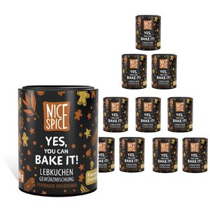 NICE SPICE Lebkuchengewürz "Yes, You can Bake it!", 10 Dosen (10 x 40g), Gewürzmischung für köstliche Lebkuchen, Backen, Geschenk für Backliebhaber, Gewürzvorrat