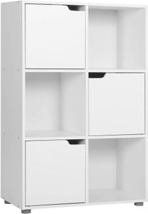 WOLTU Bücherregal mit 3 Türen aus MDF, 29x91x59,6 cm, Weiß