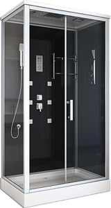 HOME DELUXE - Komplettdusche WAVE XL - Schwarz, Maße: 120 x 80 - inkl. Radio, Regendusche und komplettem Zubehör I Fertigdusche, Dusche, Duschtempel