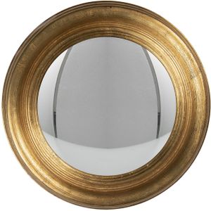 Clayre & Eef Zrcadlo Ø 34 cm Kulaté dřevěné zrcadlo zlaté barvy