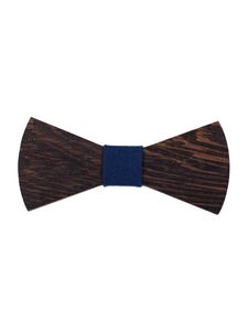 The Bow Bow Ties Herren Fliege aus Holz dunkel mit blauem Band