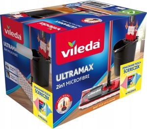 Zestaw Vileda Ultramax BOX mop płaski + wiadro - GRATIS pucerka 3 szt Zestaw Vileda Ultramax BOX mop płaski + wiadro - GRATIS pucerka 3 szt
