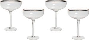 BELIANI Champagnerschalen 4er Set Transparent mit Goldrand Gehämmertes Design 450 ml 45 cl Fassungsvermögen Mundgeblasen Champagnergläser Sektschalen