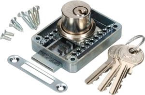 KOTARBAU® Möbelschloss Regulierbar 15 – 40 mm Links und Rechst Aufschraubschloss mit 3 Schlüssel Zylinder-Möbelschloss Schrankschloss Schloss Schubladenschloss
