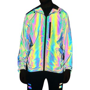 Regenbogen-reflektierende Jacke fuer Damen und Herren, winddicht, wasserabweisend