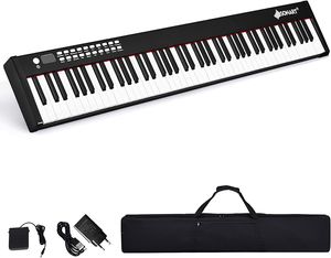 GOPLUS 88 Tasten Digitalpiano mit Anschlagdynamischen Standardtasten, Tragbares E-Klavier mit 128 Klänge & Rhythmen, Pedal, Keyboard mit Lehr- & Metronom-Funktionen, MIDI(88 Tasten, Weiß)