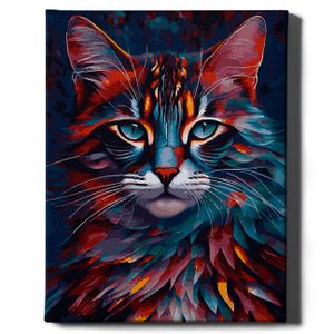 Oh Art! – Malen nach Zahlen Set – 40x50cm, mit Holzrahmen und Pinseln "Katze" DIY