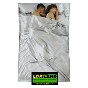 Lowland Outdoor Hüttenschlafsack - Seide - für Berghütten (220x80x70cm, Mummy) Blau