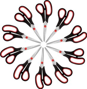 Belle Vous Haushaltsschere Set (10er Pack) - 19,5 cm Gesamtlänge - Scharfe Haushaltsschere Edelstahl - Weiche Komfortgriffe - Bastelschere Schule,