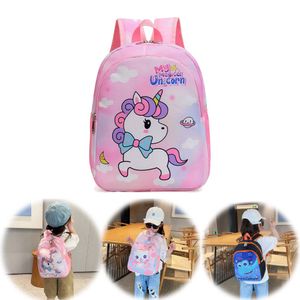 Einhorn Rucksack, Niedliche Katzen Kindergarten Schultasche, Dinosaurier Doppel Umhängetasche, Cartoon Kindertasche, Großer Kapazität Reisetasche (Rosa Einhorn)