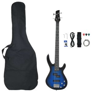 vidaXL E-Bass für Anfänger mit Tasche Blau und Schwarz 4/4 46"