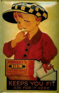 Blechschild Wrigley s Kaugummi Junge retro Schild Reklame Nostalgieschild