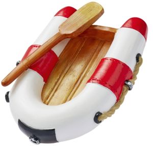 Miniatur Schlauchboot 7 cm rot weiß Figur Deko Urlaub Meer Schiff Strand Ferien Boot