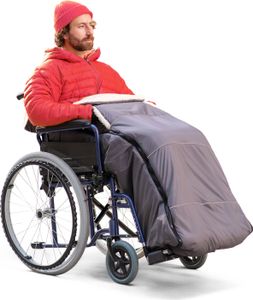 novely® KARLO Rollstuhl-Fußsack aus Wolle/Polyester - Für Rollstühle ohne Armlehnen - Thermo Schlupfsack für Erwachsene - Farbe: 02 Graphit