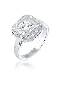 Elli PREMIUM Ring Verlobungsring Glamour Funkelnd Topas 925 Silber 58 mm Silber