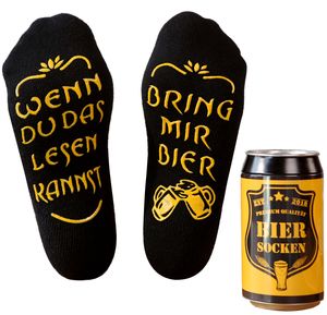 Bier Socken Herren, Bier Geschenk für Männer, lustige Socken m. Wenn Du das Lesen Kannst bring mir Bier, Geburtstagsgeschenk, 37- 44, Schwarz