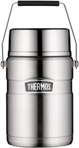 THERMOS Speisegefäß Stainless King, Edelstahl mattiert 1,2 l, hält 12 Stunden heiß, inkl. 2 Portioneneinsätze, spülmaschinenfest, absolut dicht, BPA-Frei - 4001.205.120